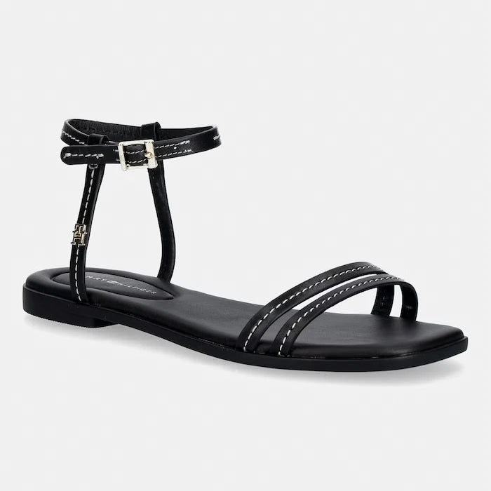 Tommy Hilfiger сандали дамски от кожа FLAT SANDAL STITCHING
