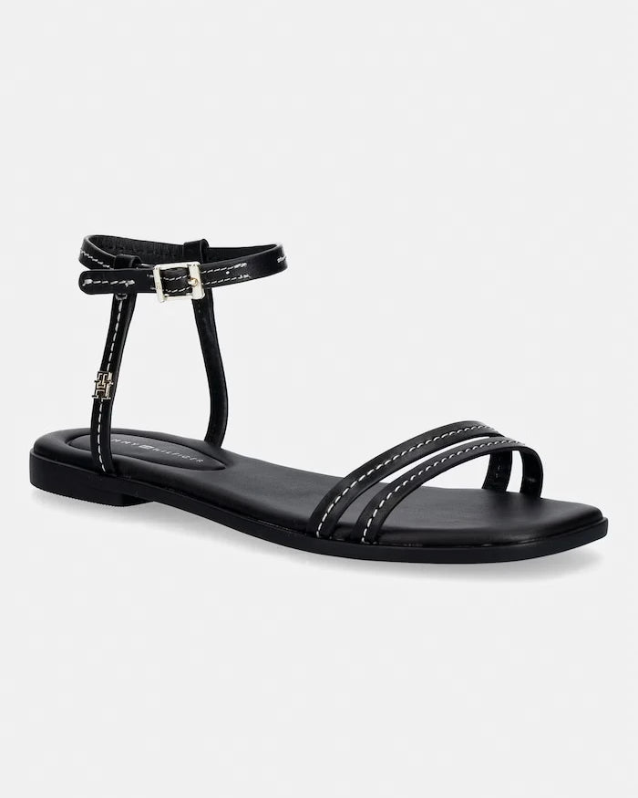 Tommy Hilfiger Kadın Deri Sandalet FLAT SANDAL STITCHING