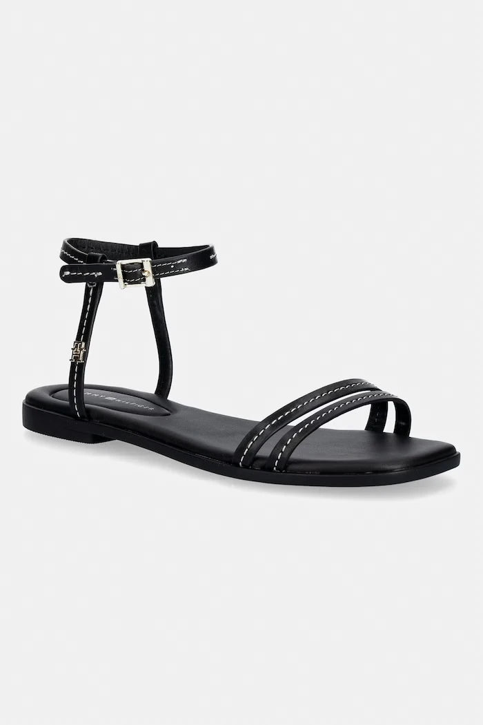 Tommy Hilfiger Kadın Deri Sandalet FLAT SANDAL STITCHING