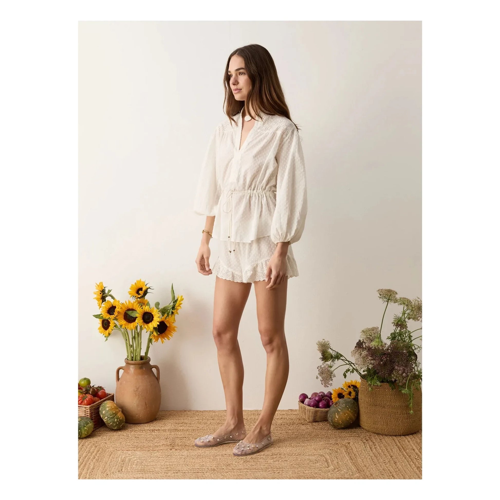 Boteh - Serenia Cotton Smocked Blouse | White