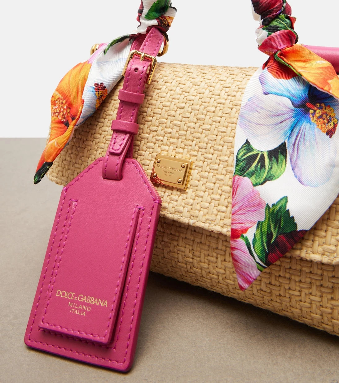 Dolce&Gabbana - Sicily Small raffia-effect top-handle bag