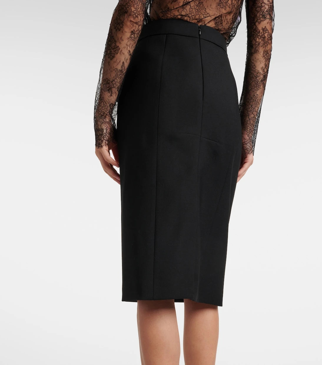 McQueen - High-rise wool gabardine pencil skirt