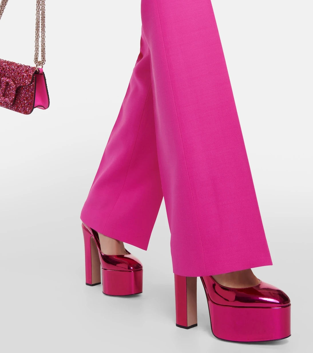 Valentino Garavani - Tan-Go metallic leather platform pumps