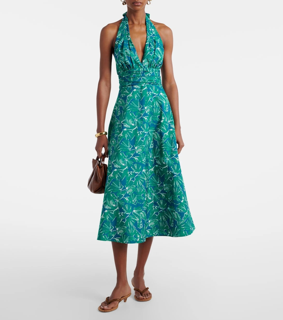 Max Mara - Printed halterneck cotton midi dress
