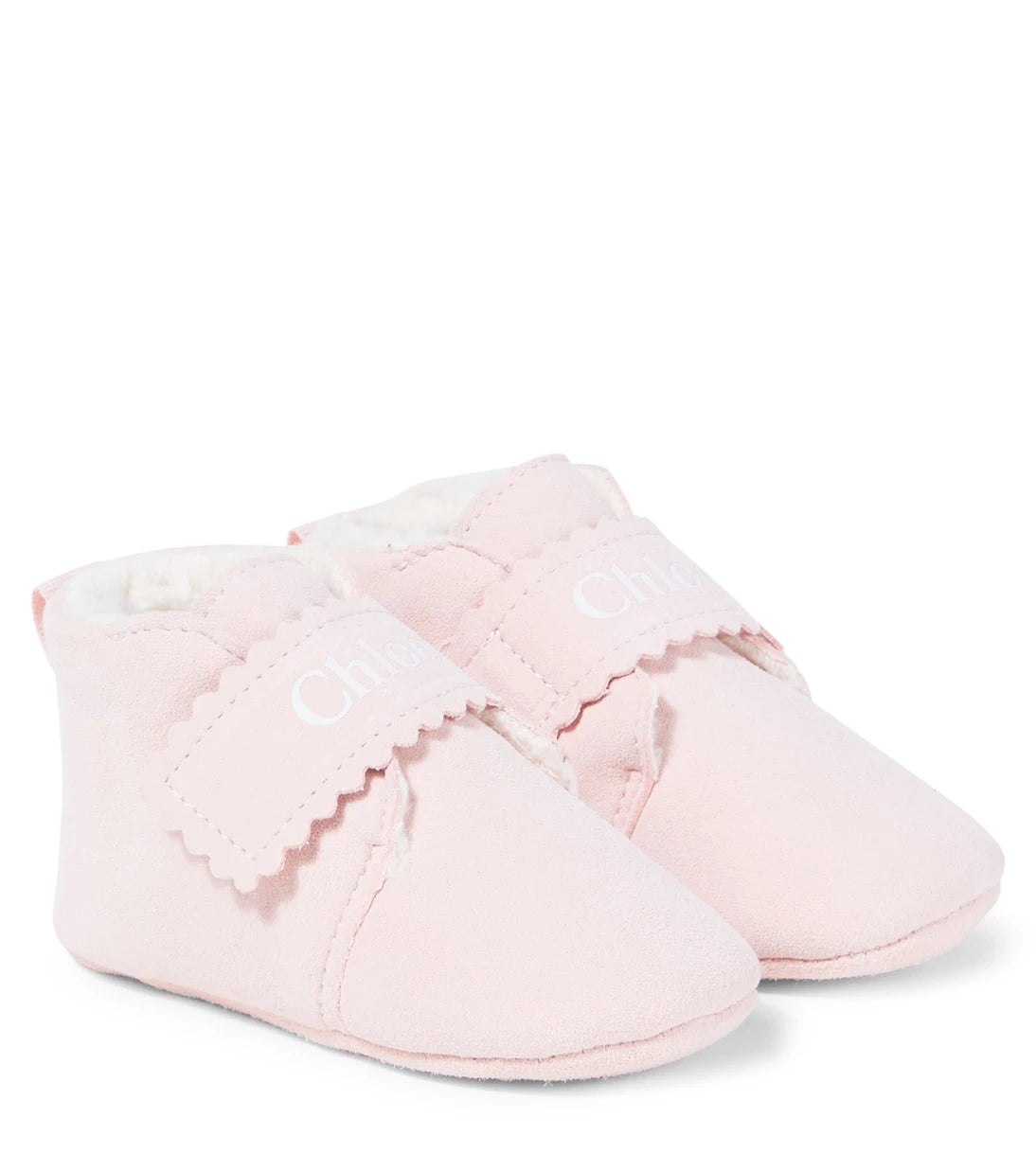 Chloé Kids - أحذية أطفال من الشامواه بحواف مموجة