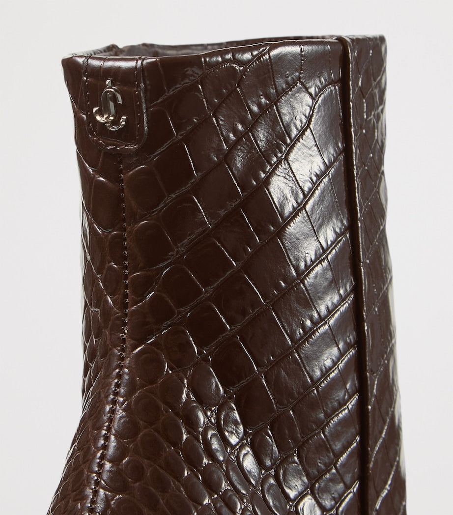 Jimmy Choo Frankie 85 Croc-Embossed Leather Ankle Boots