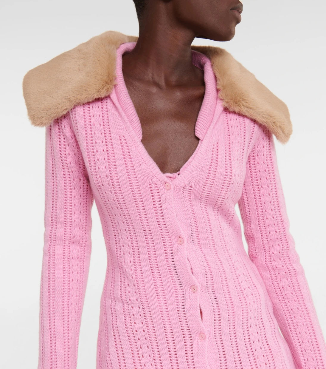 Blumarine - Pointelle wool and cashmere cardigan