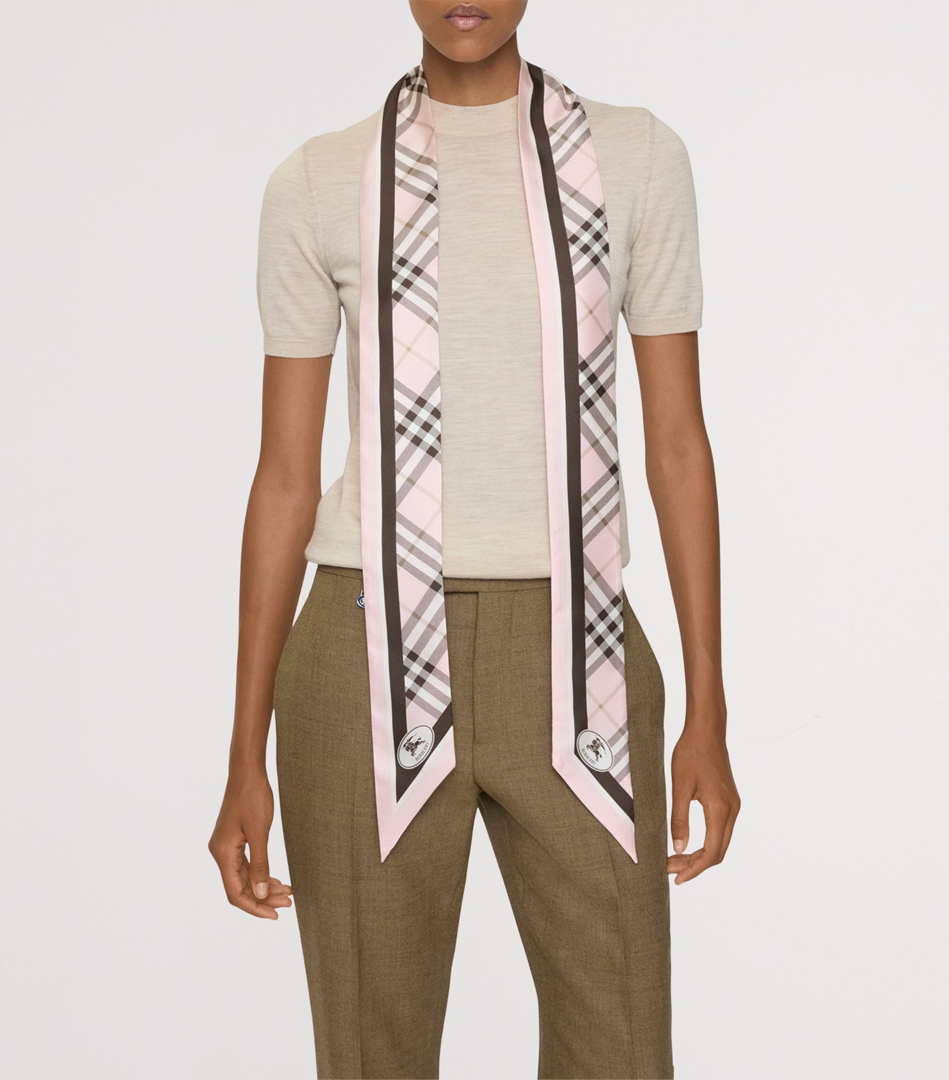 Burberry Silk Check Knight Skinny Scarf