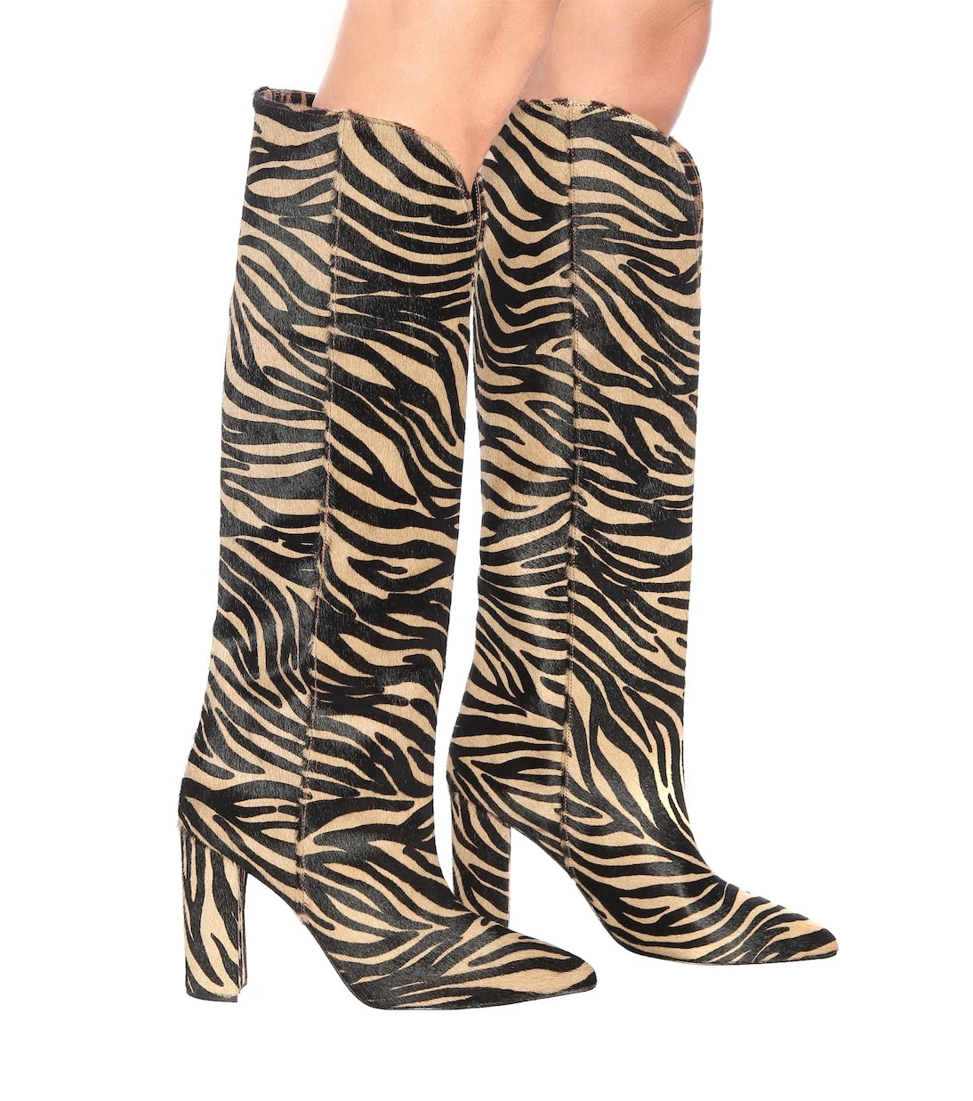 Paris Texas - Zebra-print calf hair knee-high boots