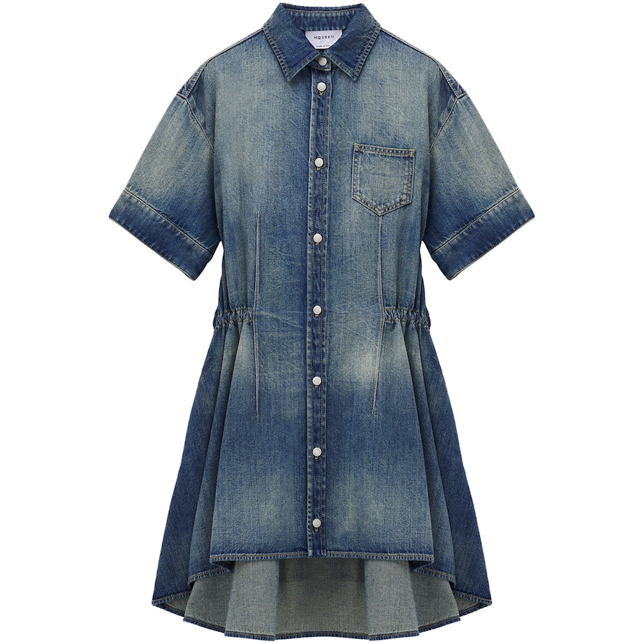 McQueen Blue Denim Mini Shirt Dress
