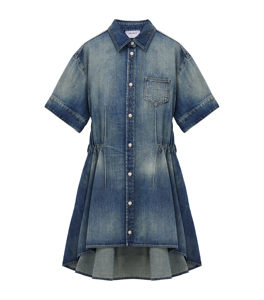 McQueen Blue Denim Mini Shirt Dress