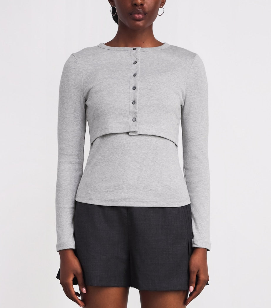Claudie Pierlot Grey Cotton Layered Cardigan