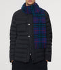 Blue Cashmere Narrow Check Scarf