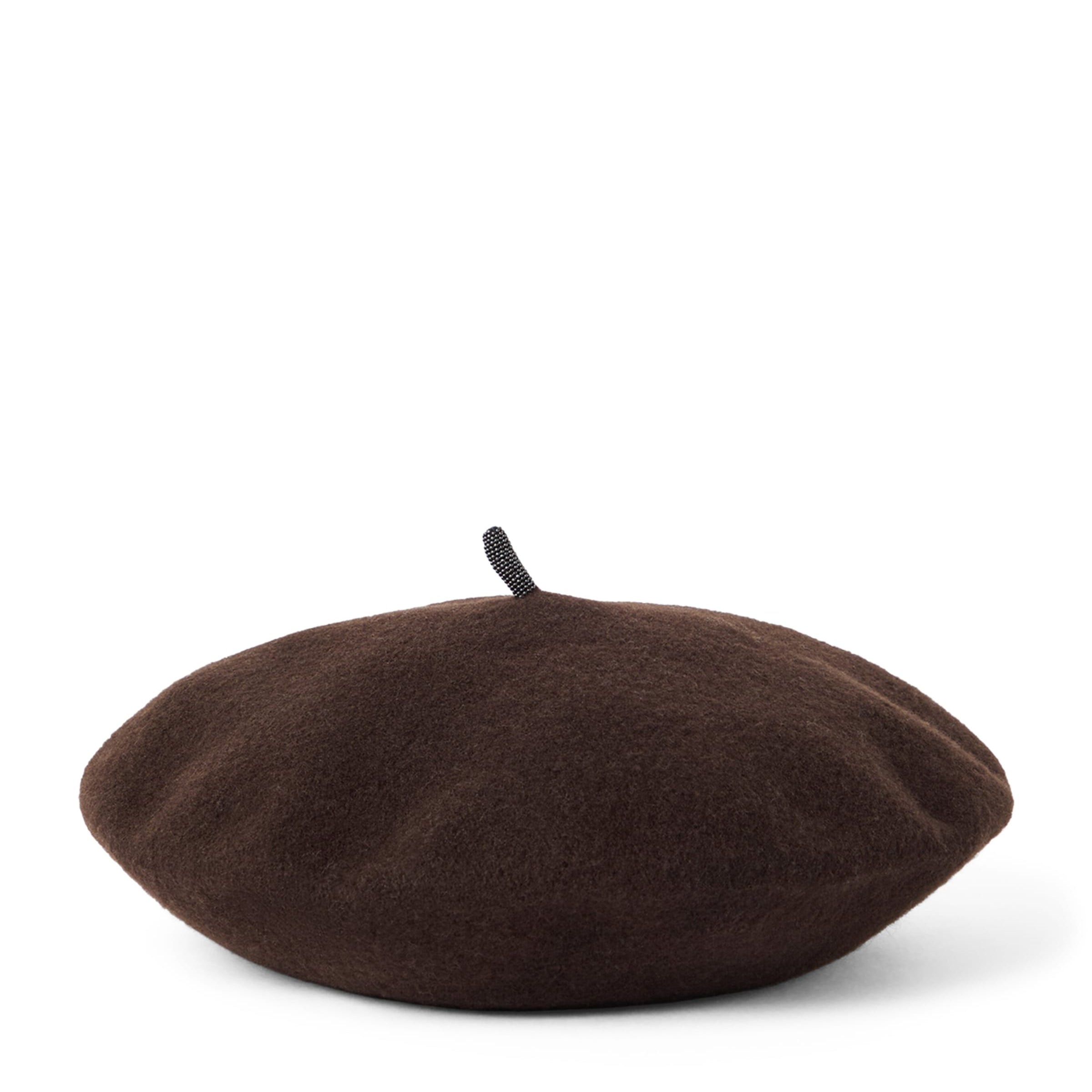 Brunello Cucinelli Brown Wool Monili Beret