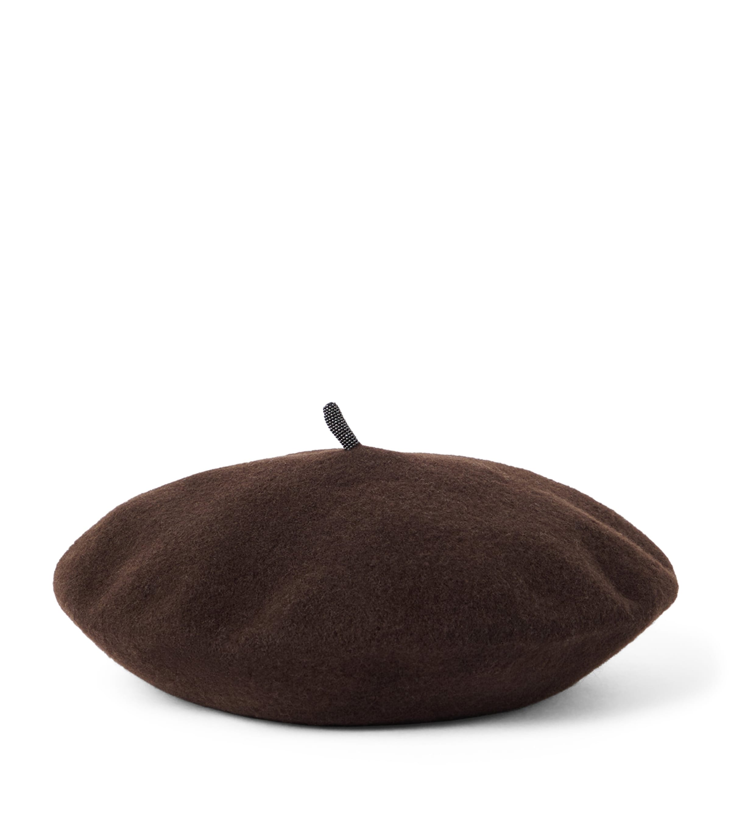 Brunello Cucinelli Brown Wool Monili Beret