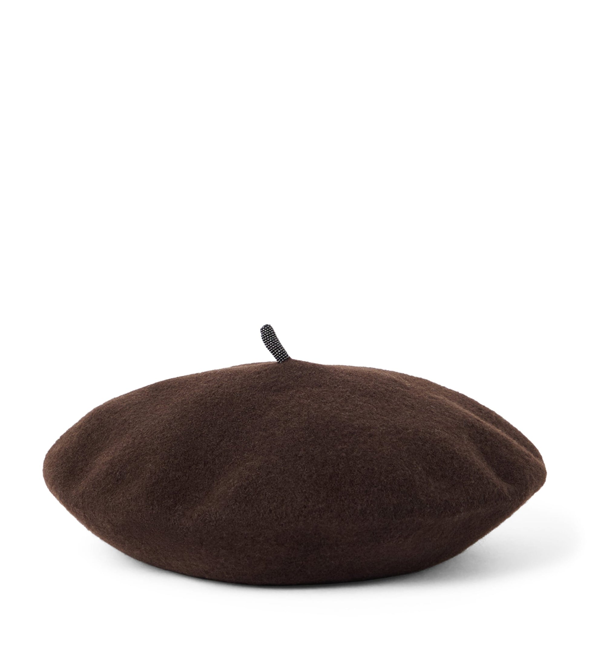 Brunello Cucinelli Brown Wool Monili Beret