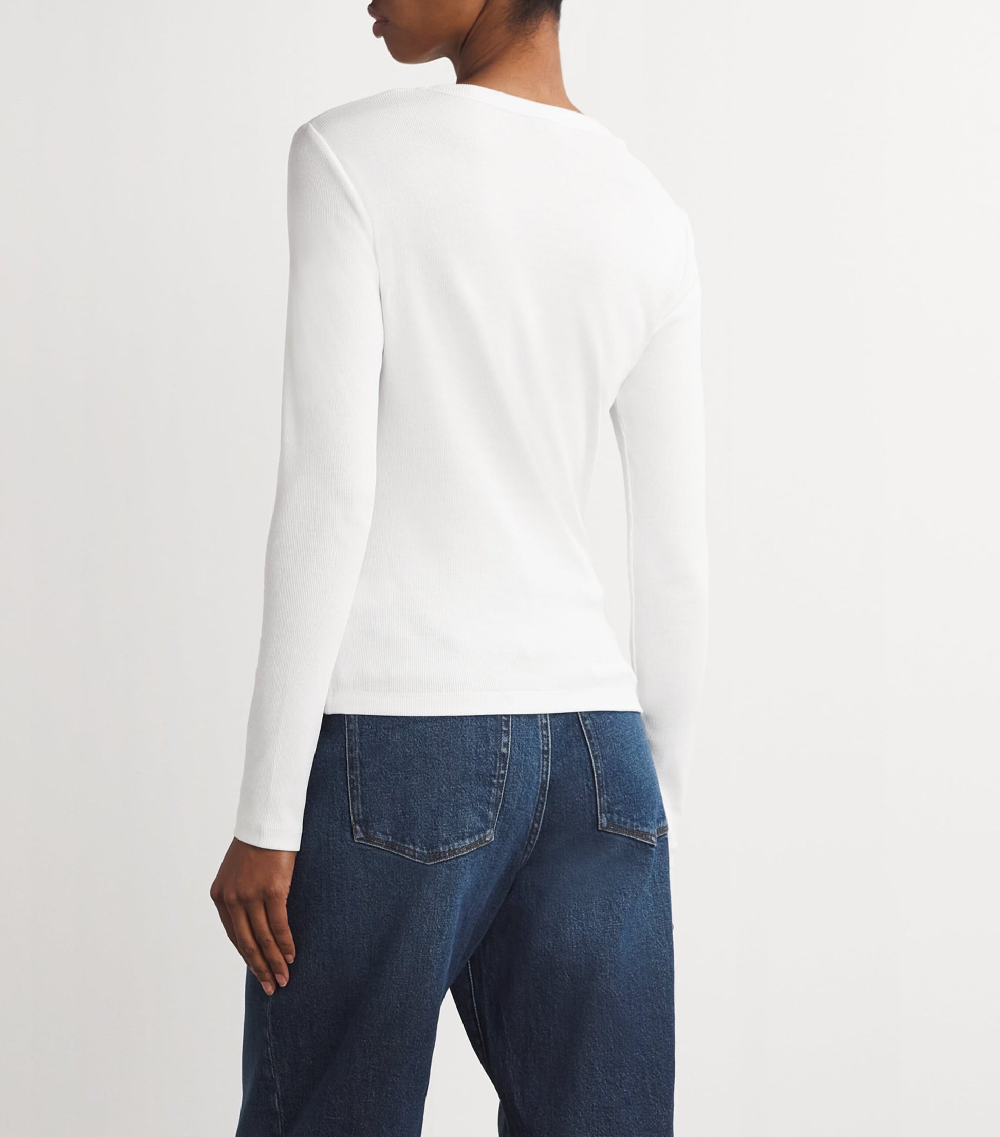 ME+EM White Cotton-Blend Long-Sleeve T-Shirt