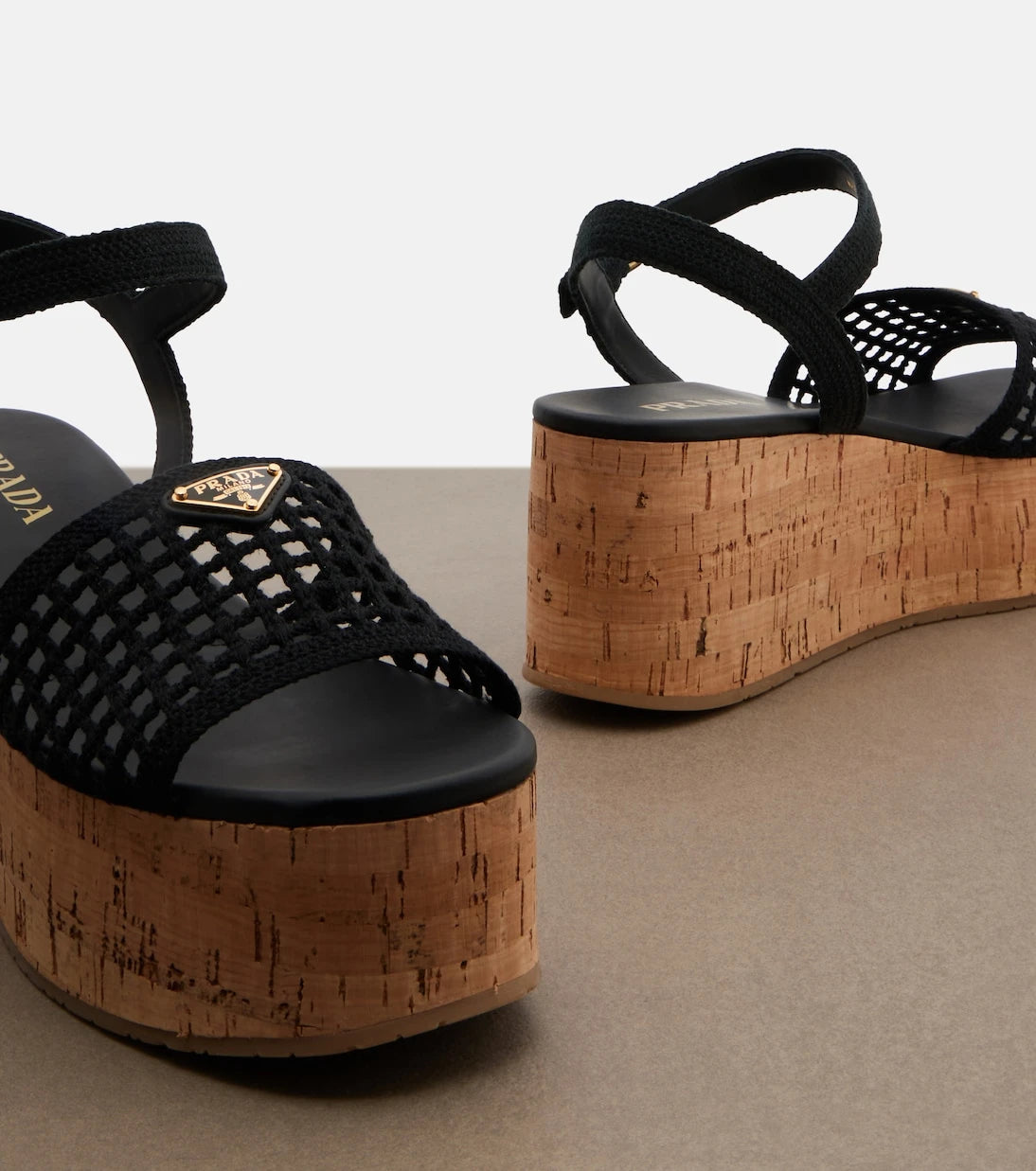Prada - Crochet wedge sandals