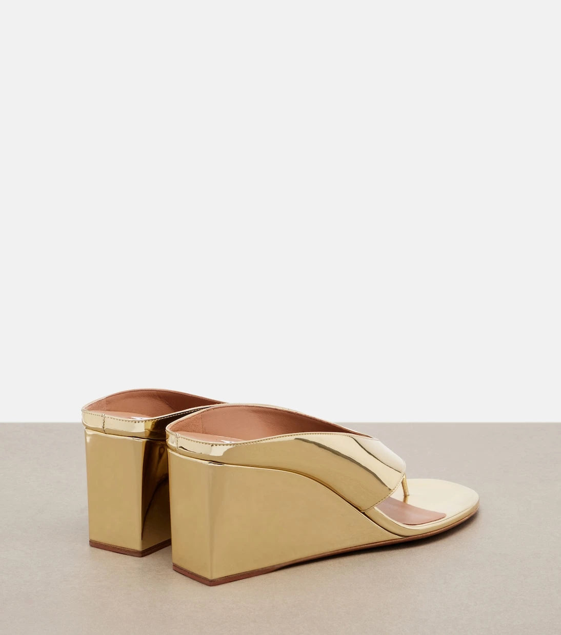 Alaïa - Cube metallic wedge thong sandals