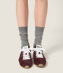 Burgundy Suede Plume Sneakers