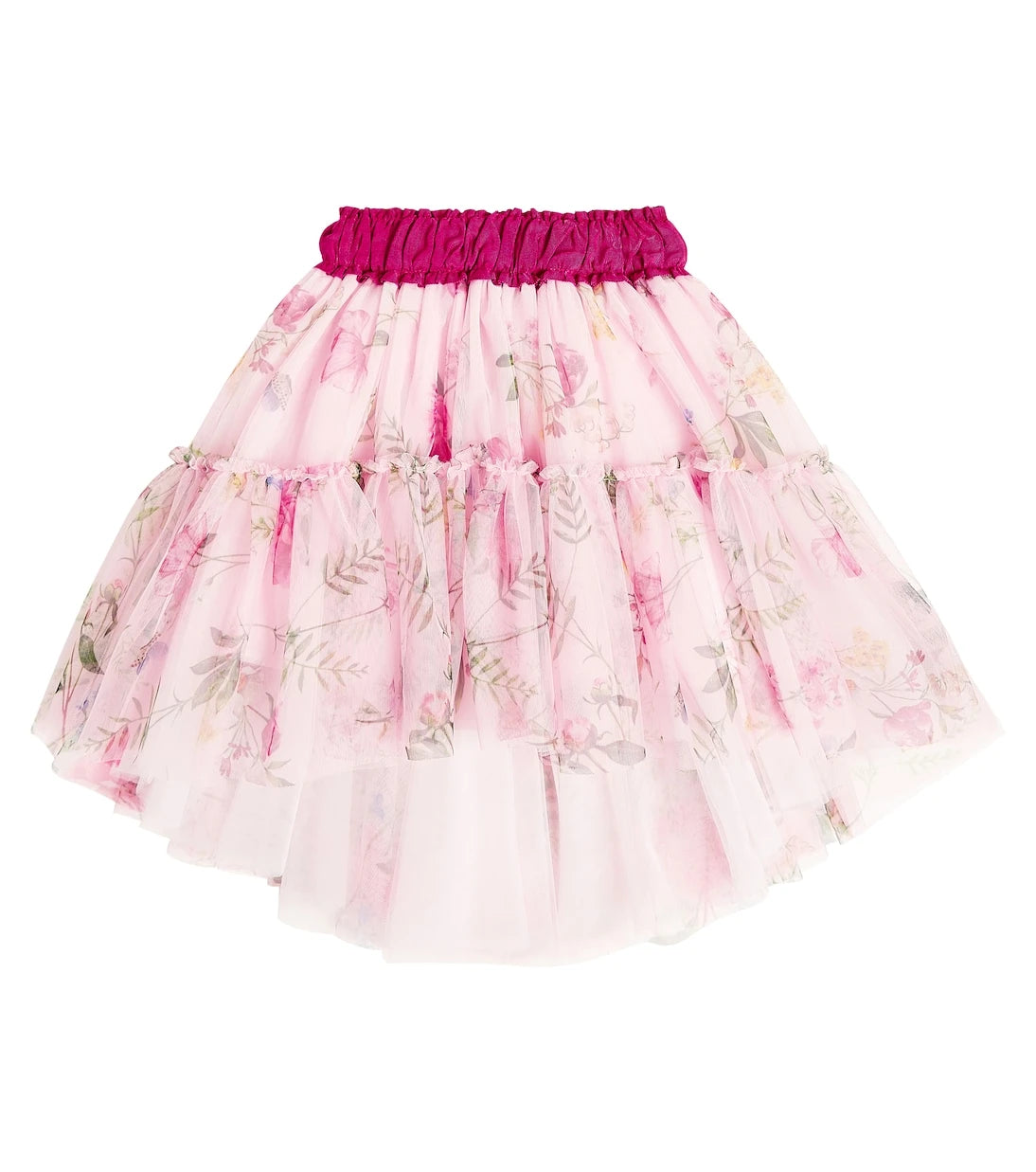 Monnalisa - Gathered floral tulle skirt