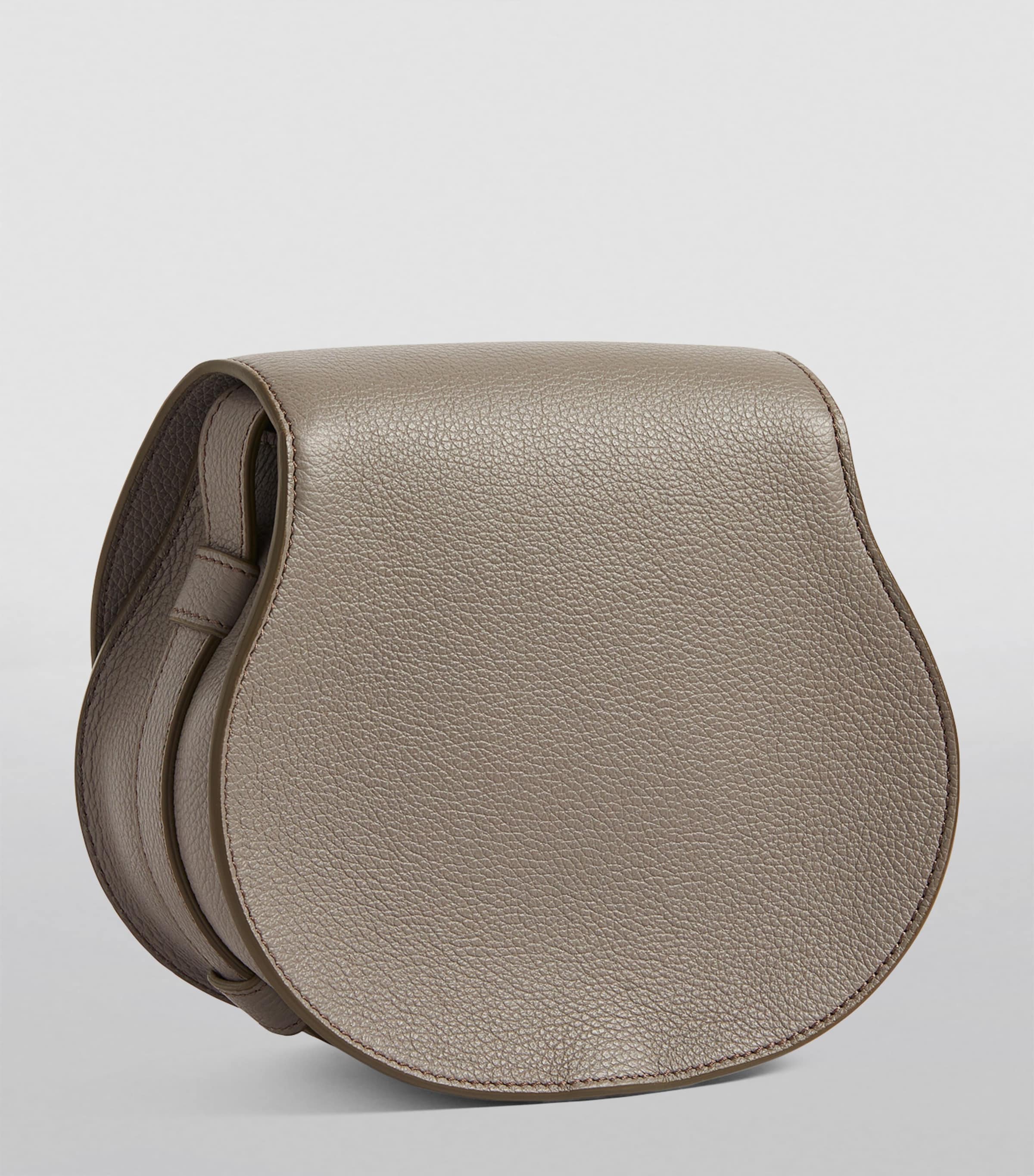 Grey Small Leather Marcie Saddle Bag