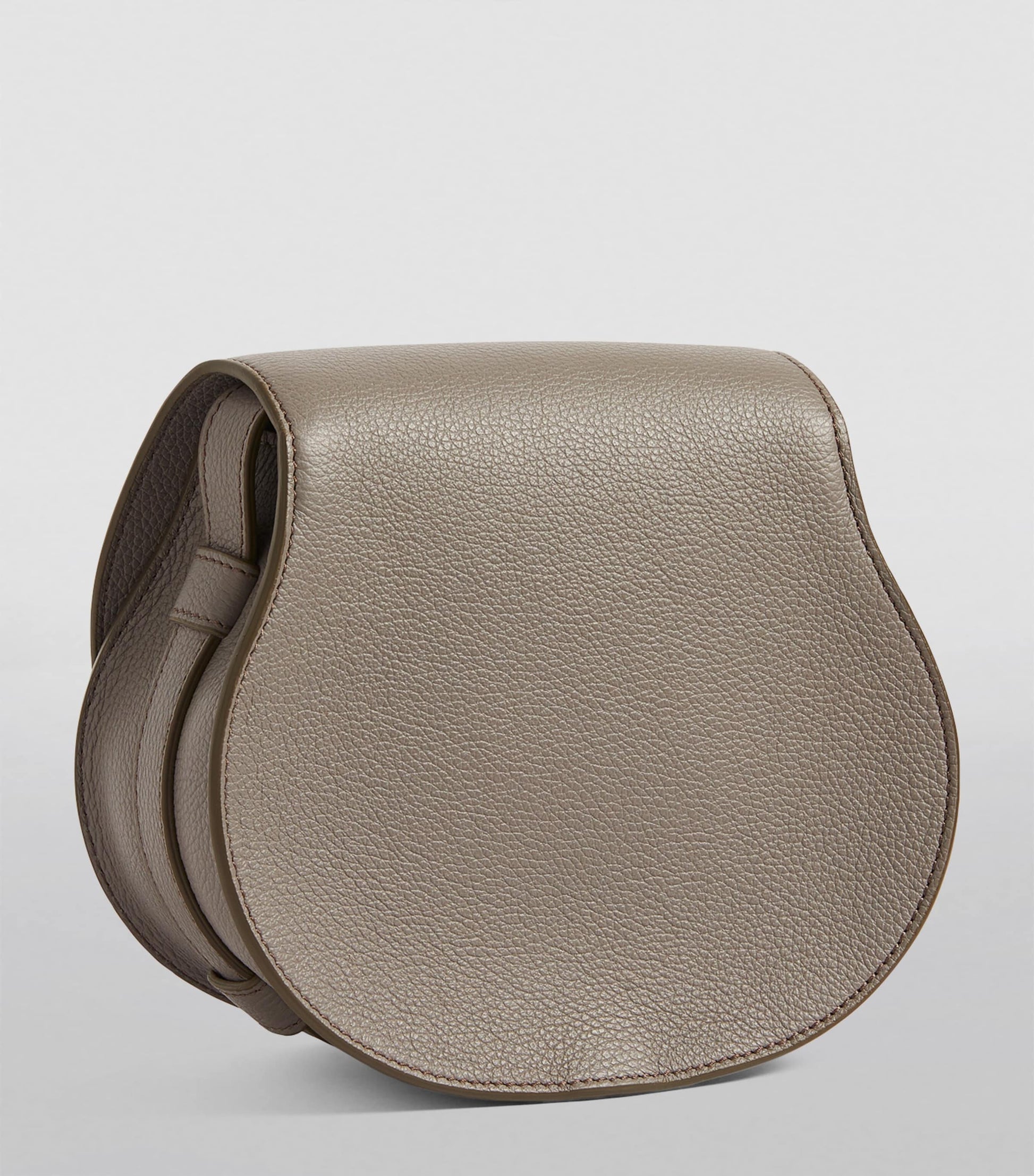Grey Small Leather Marcie Saddle Bag