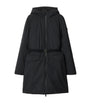 Black Down Mid-Length Hooded Nylon Coat