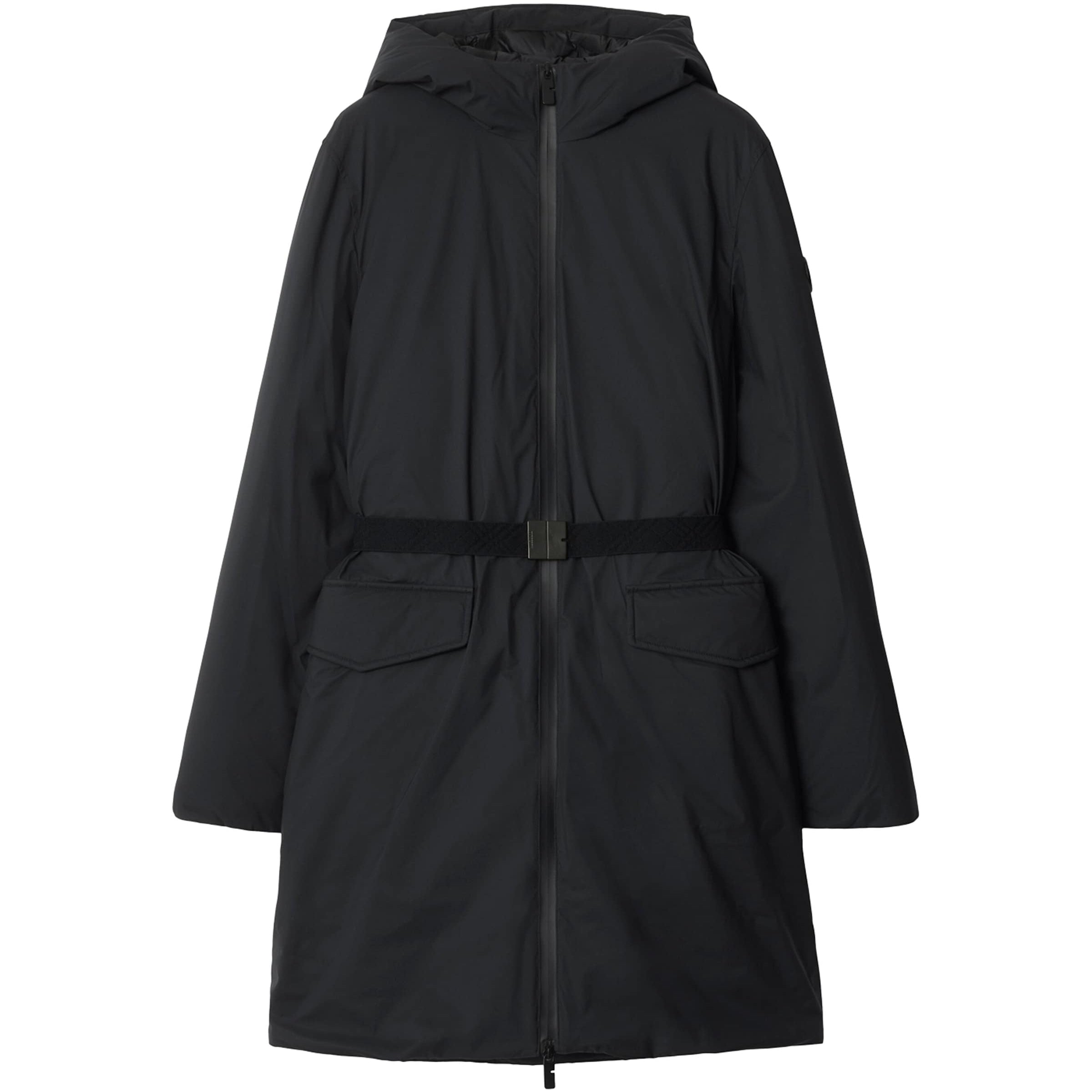 Black Down Mid-Length Hooded Nylon Coat