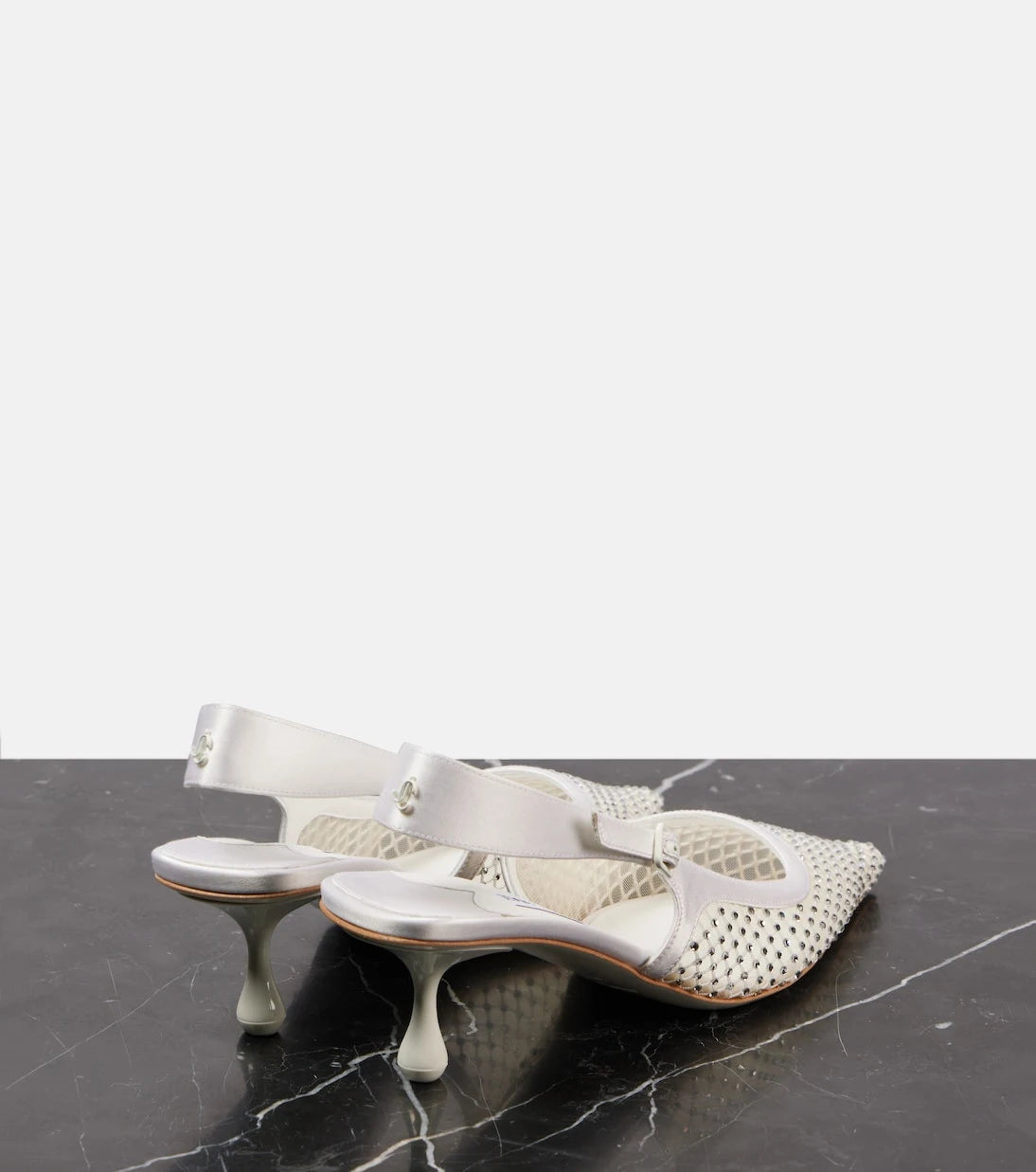Jimmy Choo - حذاء أمل 50 بكعب عالٍ مزخرف وشريط خلفي شبكي