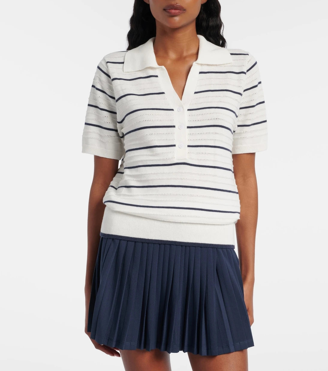 Varley - Wren striped cotton-blend polo shirt