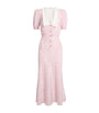 Alessandra Rich Pink Silk Floral Collar Midi Dress