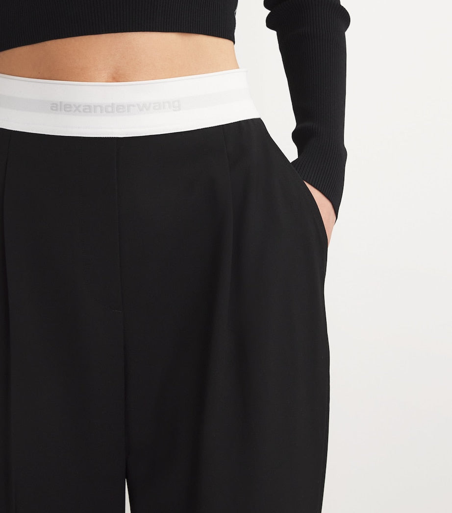 Alexander Wang Black Wool-Blend Elasticated High-Rise Tailored Trousers