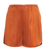 Orange Silk Embroidered Monogram Shorts