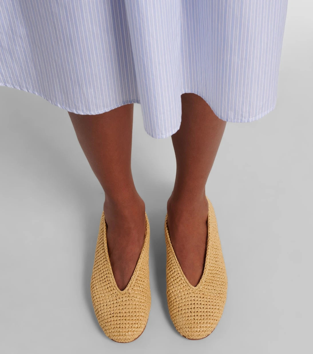 Bottega Veneta - Rosa raffia ballet flats