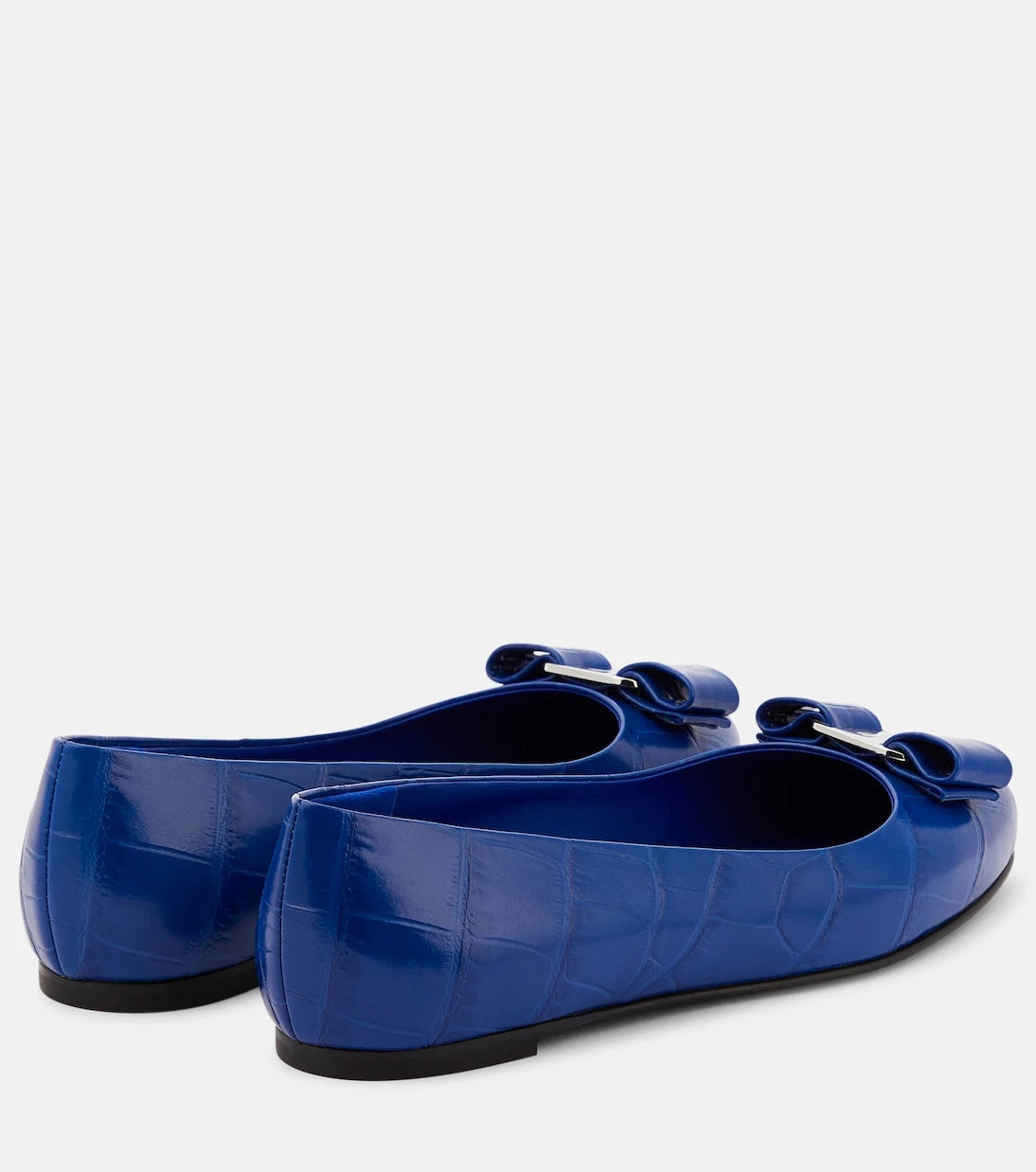 Ferragamo - Vara Bow croc-effect leather ballet flats