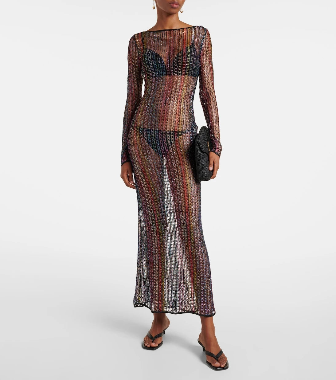 Missoni - فستان طويل مكشوف الظهر بقصة شفافة
