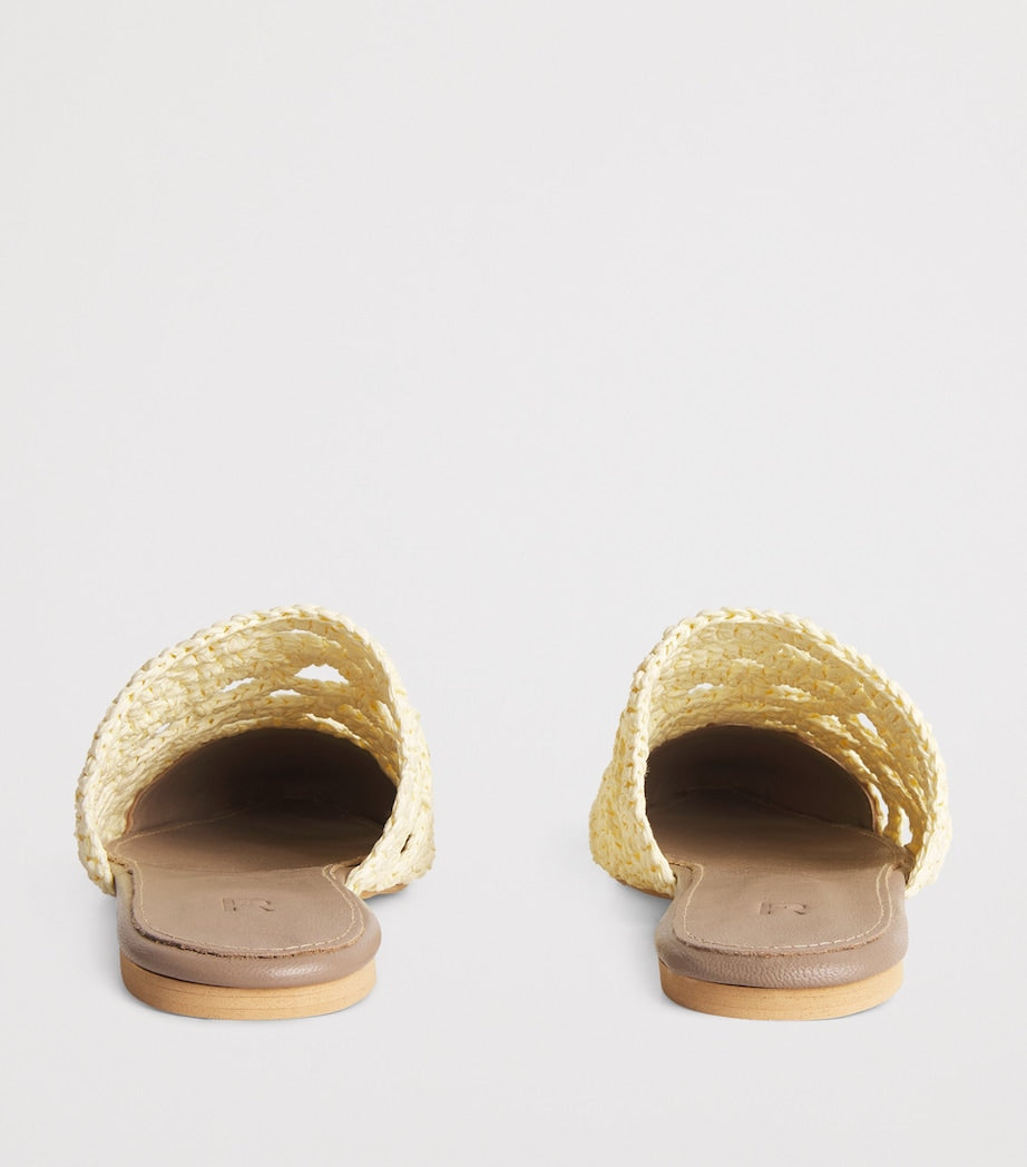 RAMLA Beige Raffia Mules
