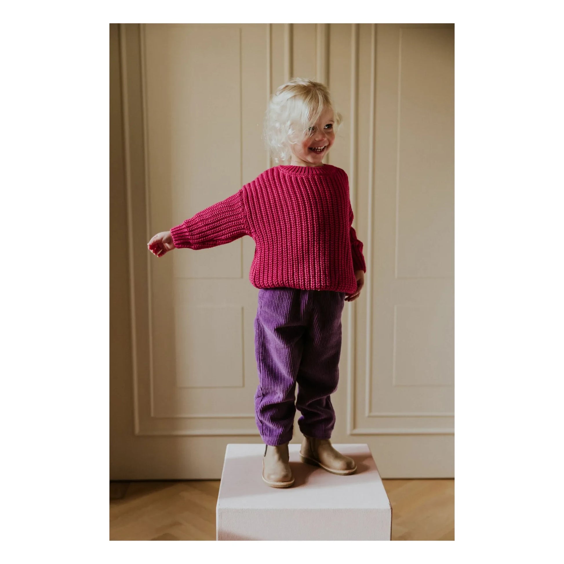 Yuki - Organic Cotton Chunky Sweater | Fuchsia