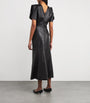 Leather Gathered Waist Midi Dress