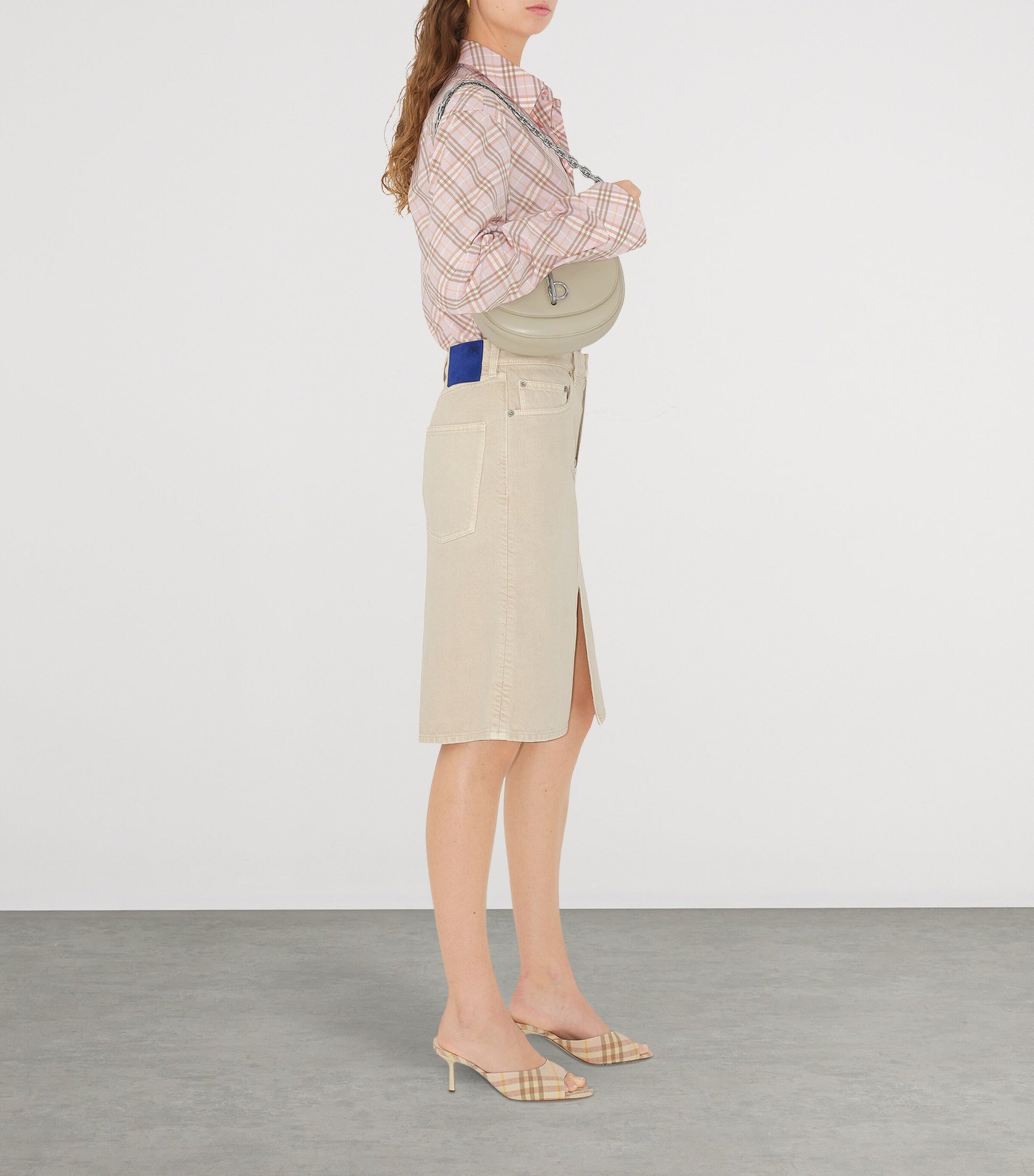 Ivory Mini Denim Skirt