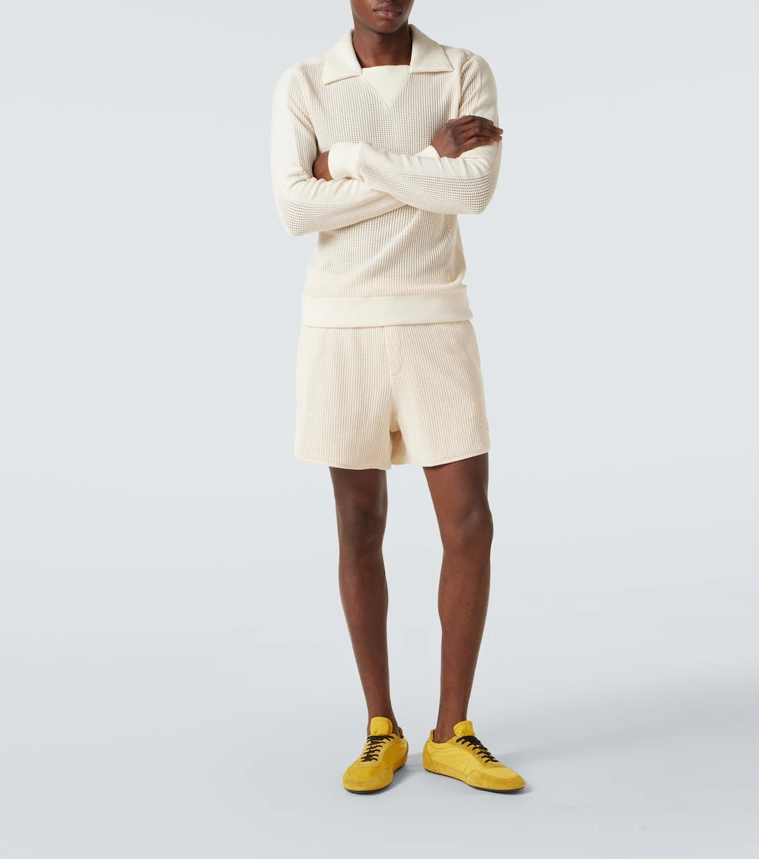 Wales Bonner - Song cotton mesh polo shirt