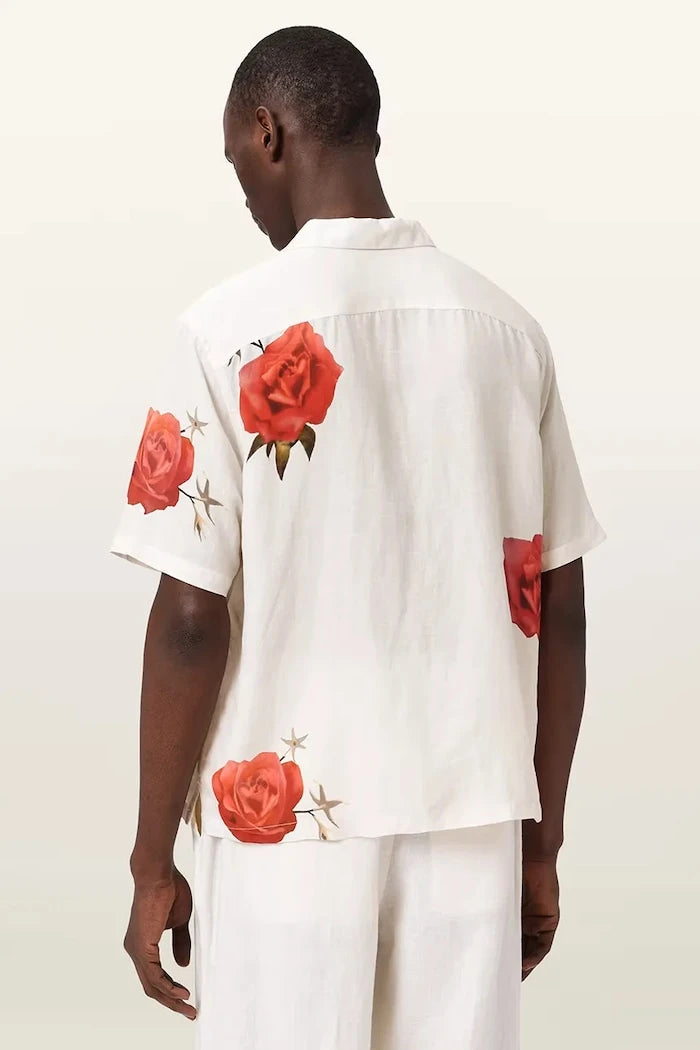 AllSaints риза мъжка с лен FLEUR