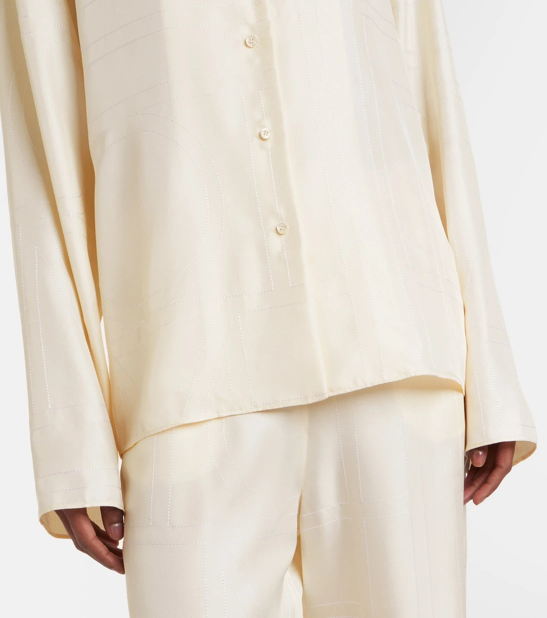 Toteme - Monogram silk satin pajama shirt