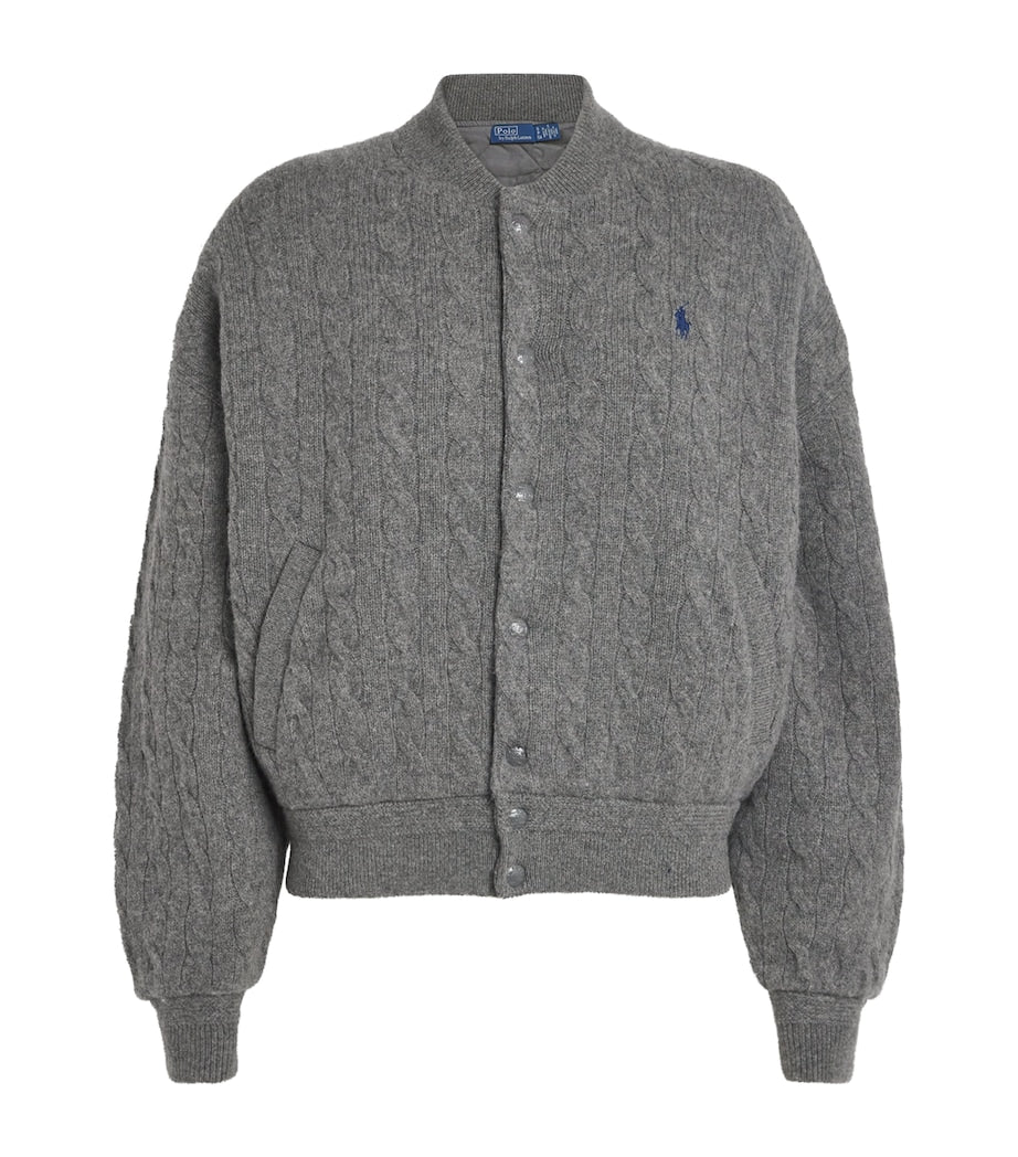 Polo Ralph Lauren Grey Wool-Cashmere Bomber Jacket