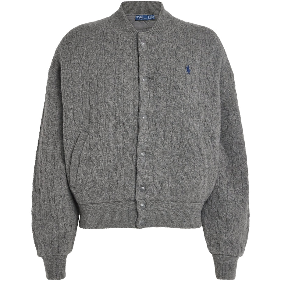 Polo Ralph Lauren Grey Wool-Cashmere Bomber Jacket