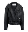 Alaïa Black Leather Hooded Biker Jacket