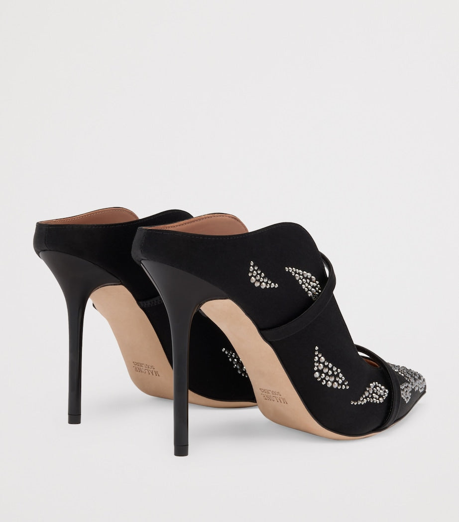 Malone Souliers Black Satin Embellished Maureen Mules 100