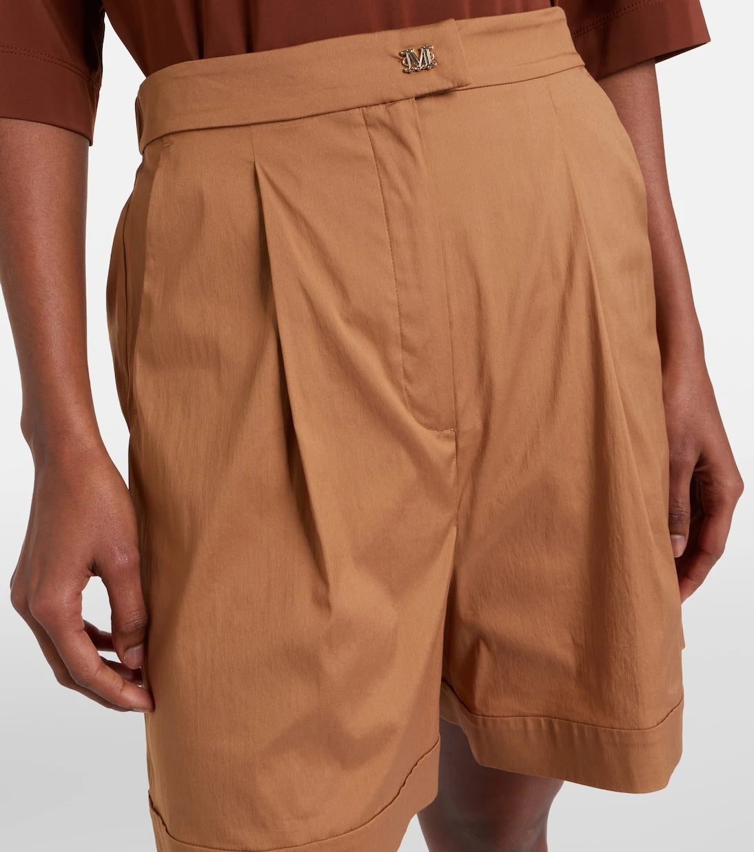 Max Mara - Medeola pleated cotton-blend Bermuda shorts