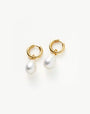 Baroque Pearl Drop Tunnel Mini Hoop Earrings | 18ct Gold Vermeil/Pearl Earrings Missoma 